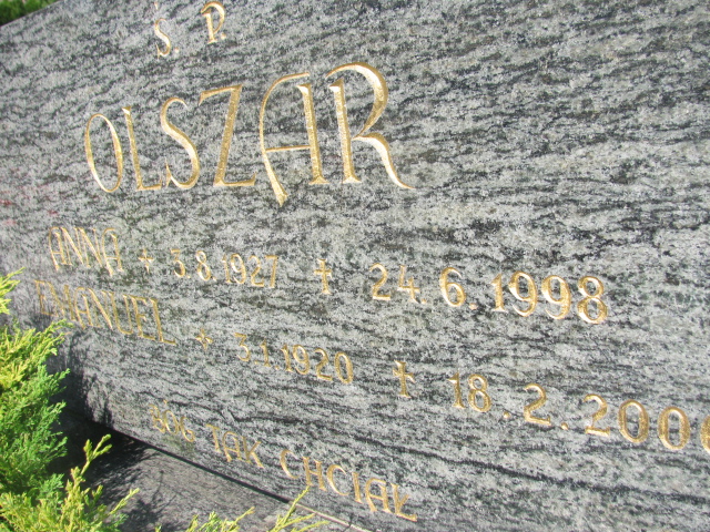 Emanuel Olszar 1920 Cieszyn ewangelicki - Grobonet - Wyszukiwarka osób pochowanych